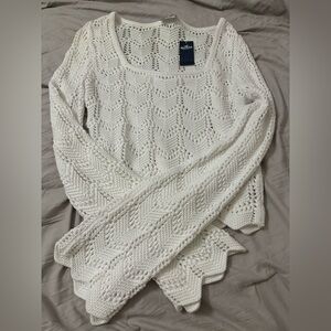 NWT Hollister White Knit Long Sleeve Sweater Size : M